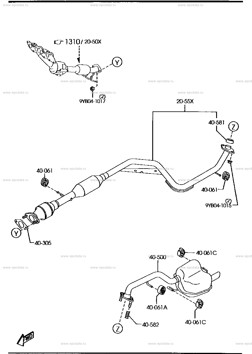Exhaust system (2WD)