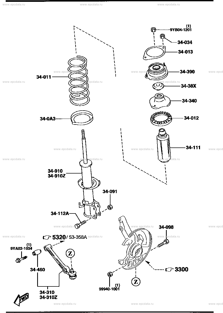 Система охлаждения для Mazda Demio DW, 1 поколение, рестайлинг 12.1999 - 07.2002