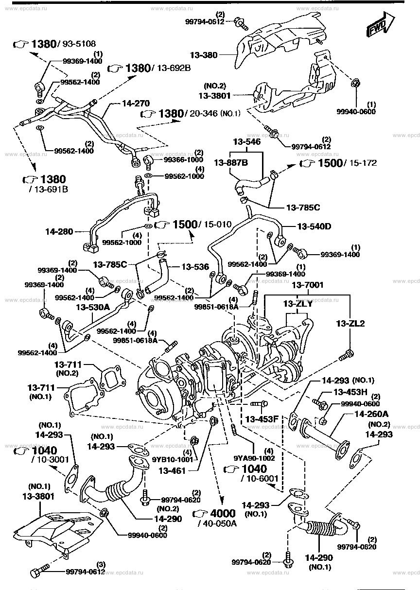 Turbo charger for Mazda RX-7 FD, 3 generation 10.1997 - 12.1998 - Mazda ...