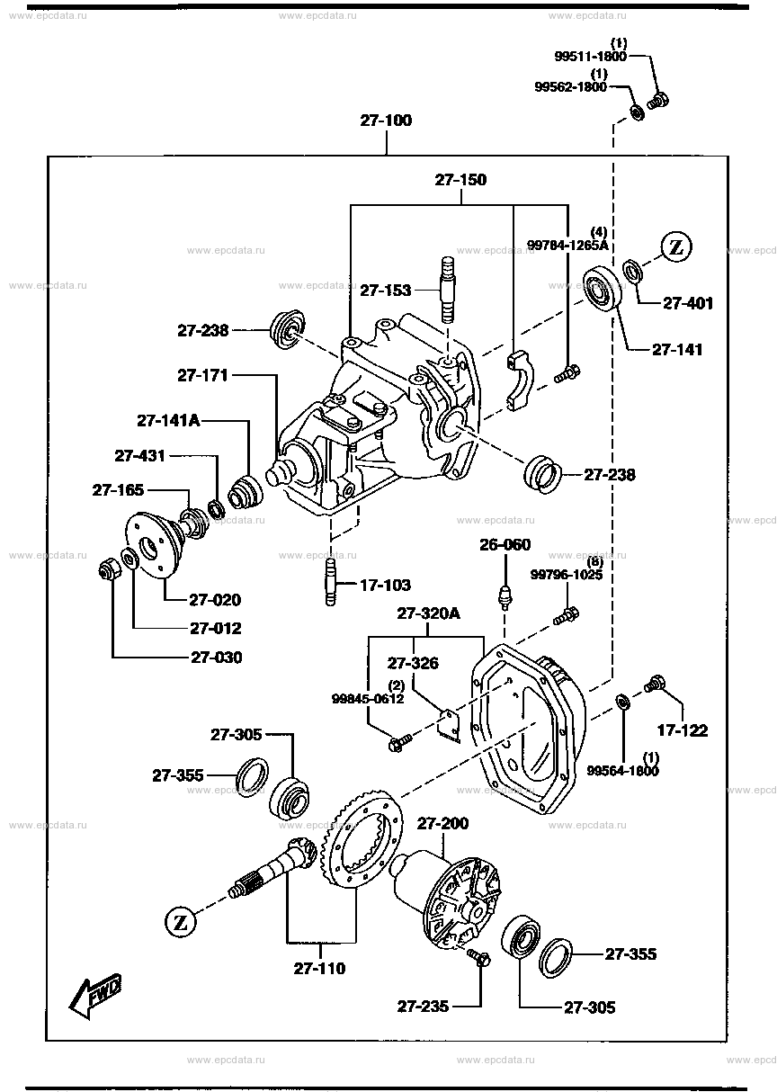 Rear differential for Mazda RX-7 FD, 3 generation, restyling 01.1999 ...