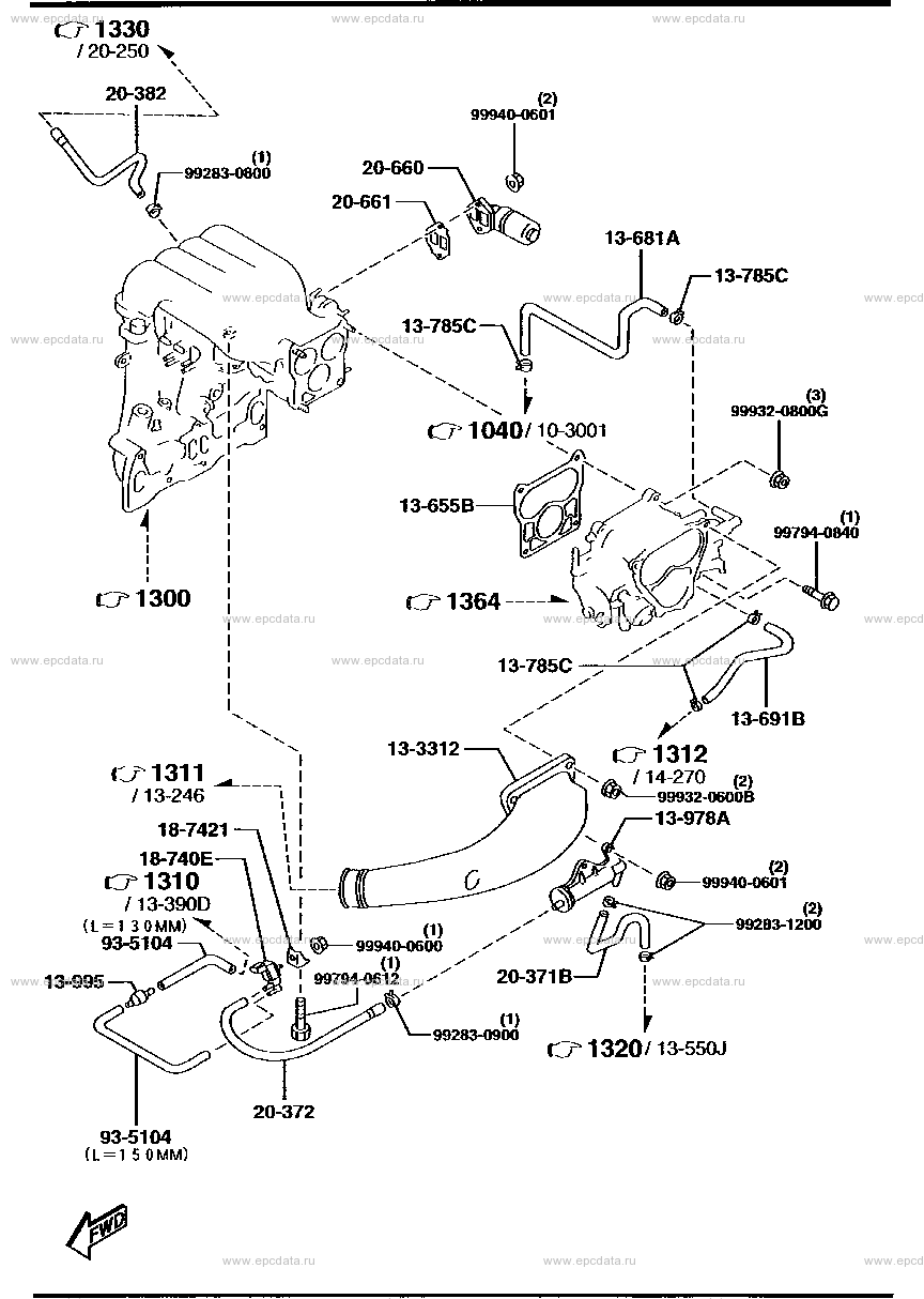 Emission control system for Mazda RX-7 FD, 3 generation, restyling 01. ...