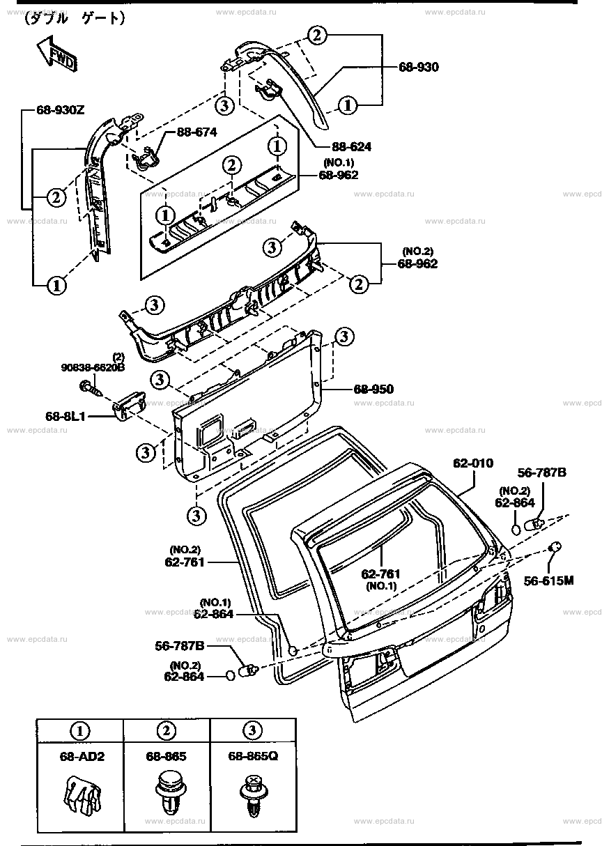 Lift gate body & trim for Mazda Capella GF, 7 generation, restyling 10.