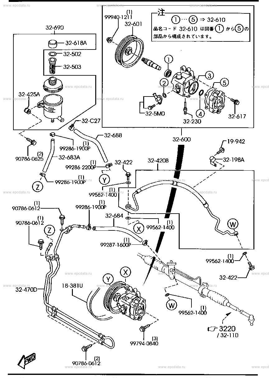 1998 Mazda Mpv Power Steering Fluid Diagrams