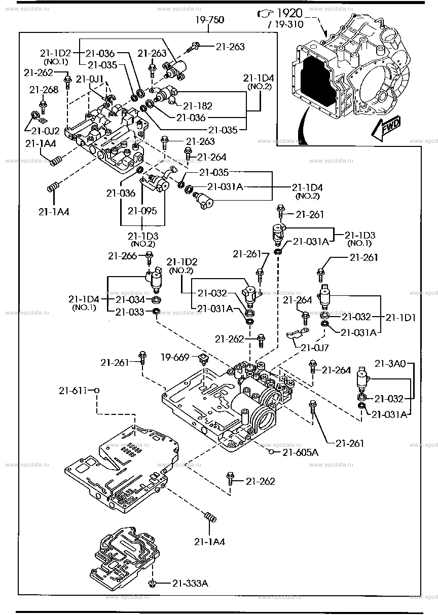 Automatic transmission control valve (5-speed)