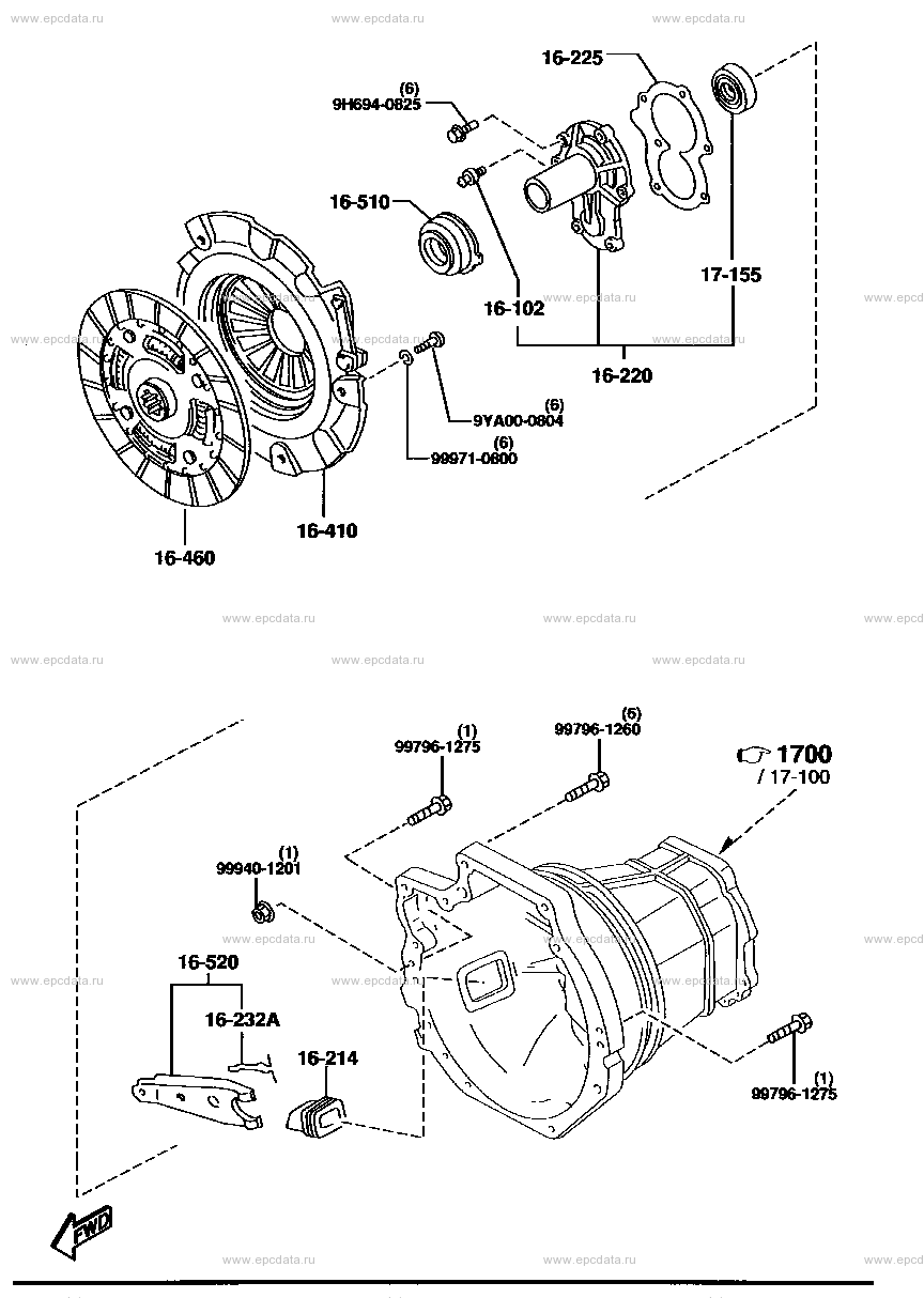Clutch disk & cover (5-speed)