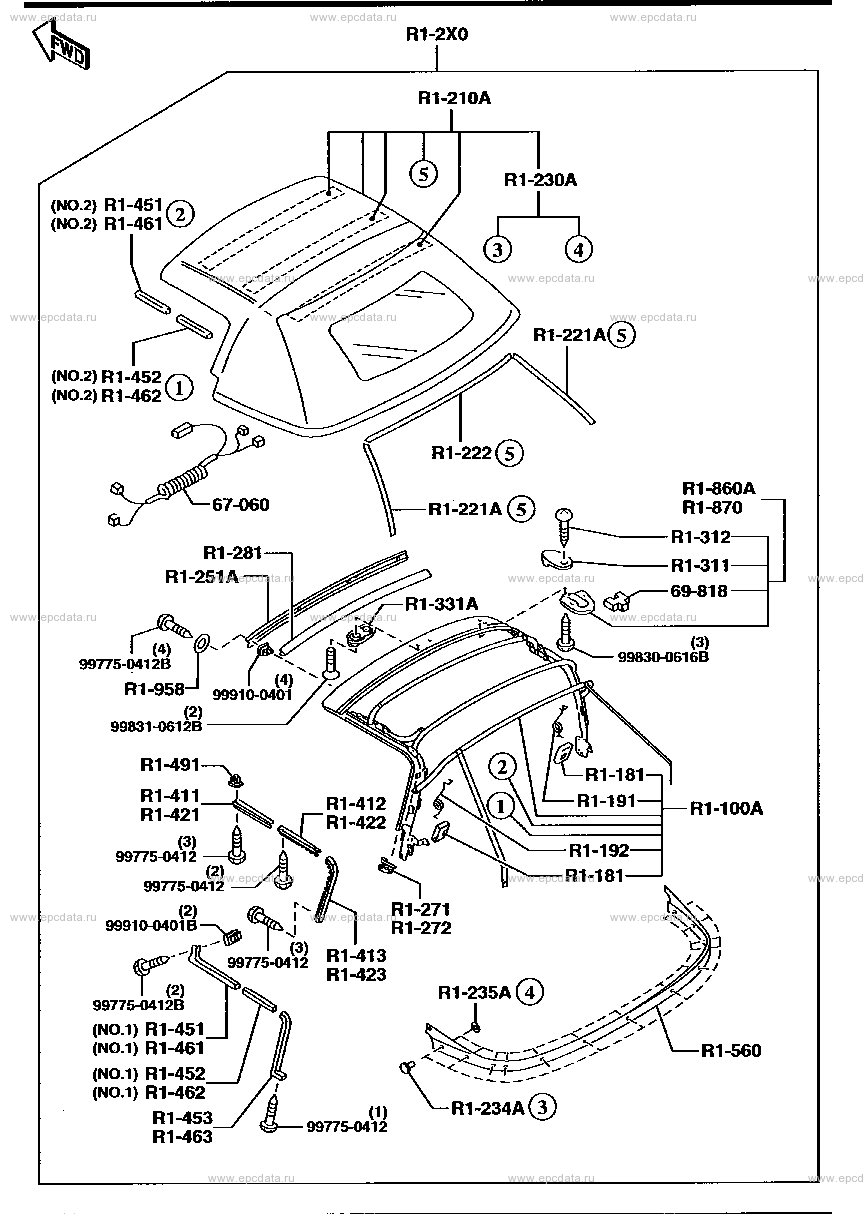 Sunroof For Mazda Roadster Nb, 2 Generation 01.1998 - 06.2000 - Mazda 