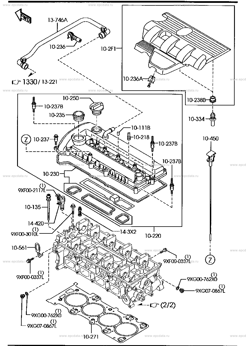 Cylinder head & cover for Mazda Roadster NC, 3 generation 08.2005 - 11. ...