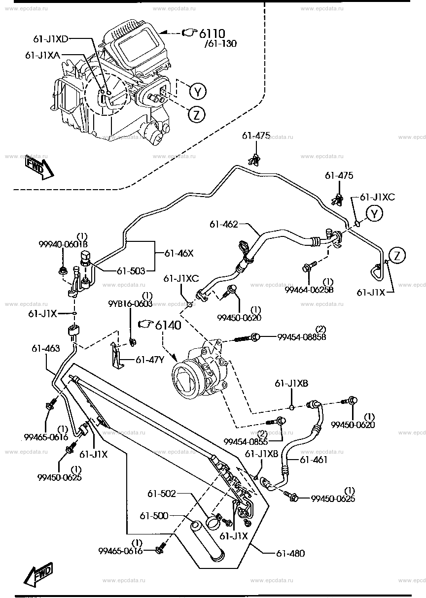 Air conditioner for Mazda Roadster NC, 3 generation 08.2005 - 11.2008 ...