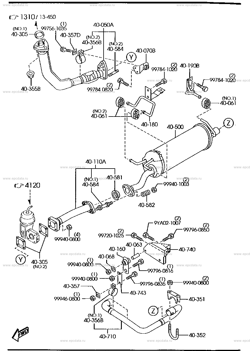 Exhaust system (4000CC)(standard body) (koushou)(low floor chassis)(light oil)