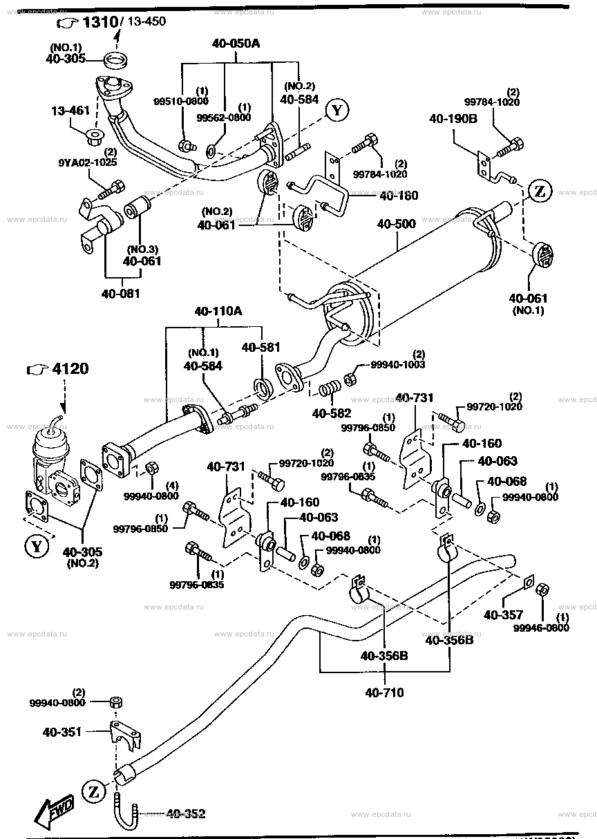 Exhaust system (4300CC & 4600CC)(long body)
