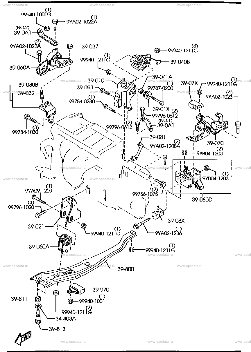 Engine & transmission mounting (MT) (2WD)(2000CC)