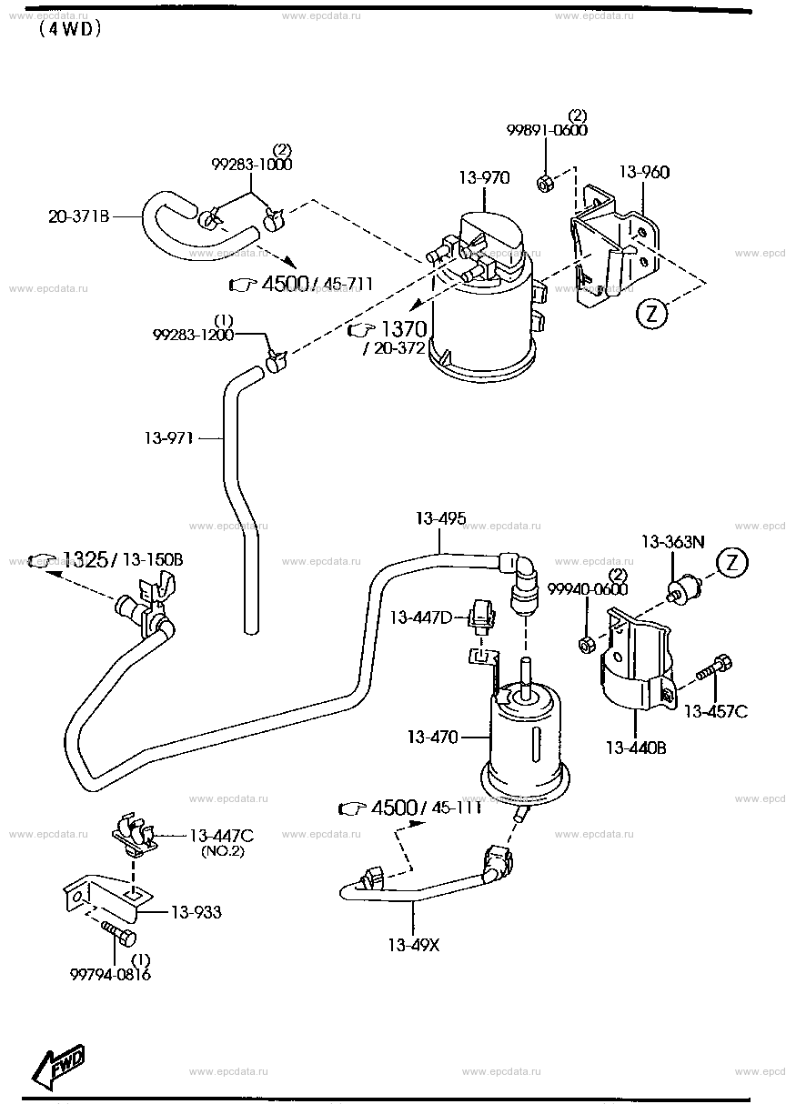 Fuel system (2000CC)(BJFP 500001-)(BJFW 300001-) (4WD)