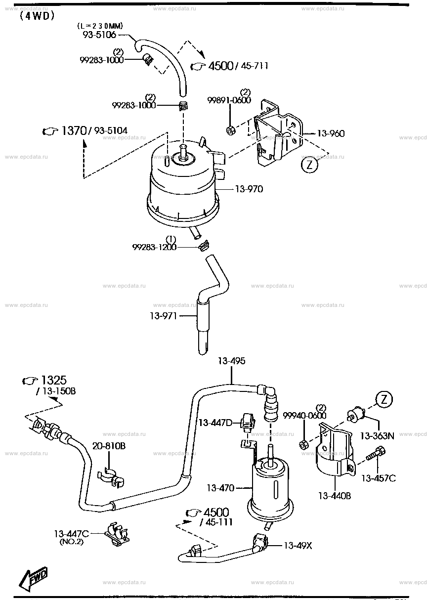 Fuel system (1500CC)(BJ5P 300001-400000)(BJ5W 300001-400000) (4WD)