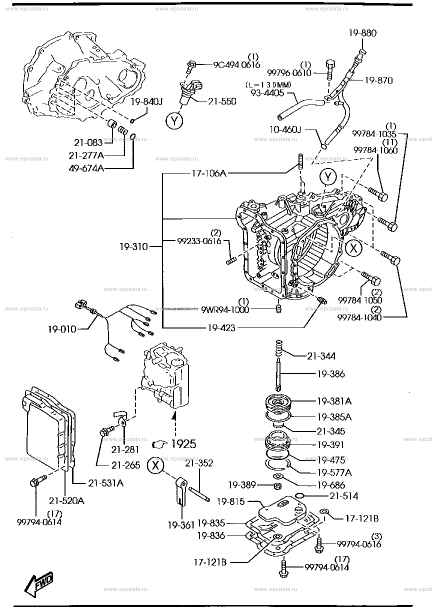 Automatic transmission case & main control system (2000CC)(4WD)