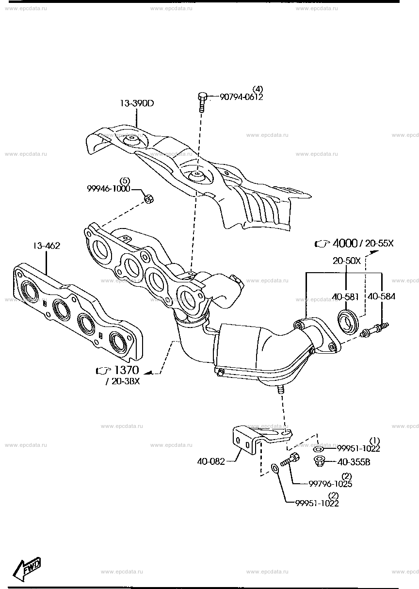 Выпускной коллектор для Mazda Verisa DC, 1 поколение 06.2004