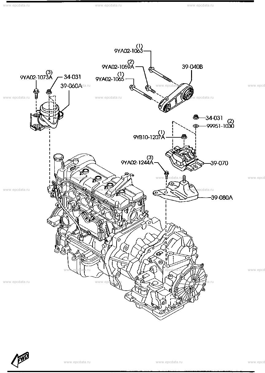 Engine & transmission mounting (AT)