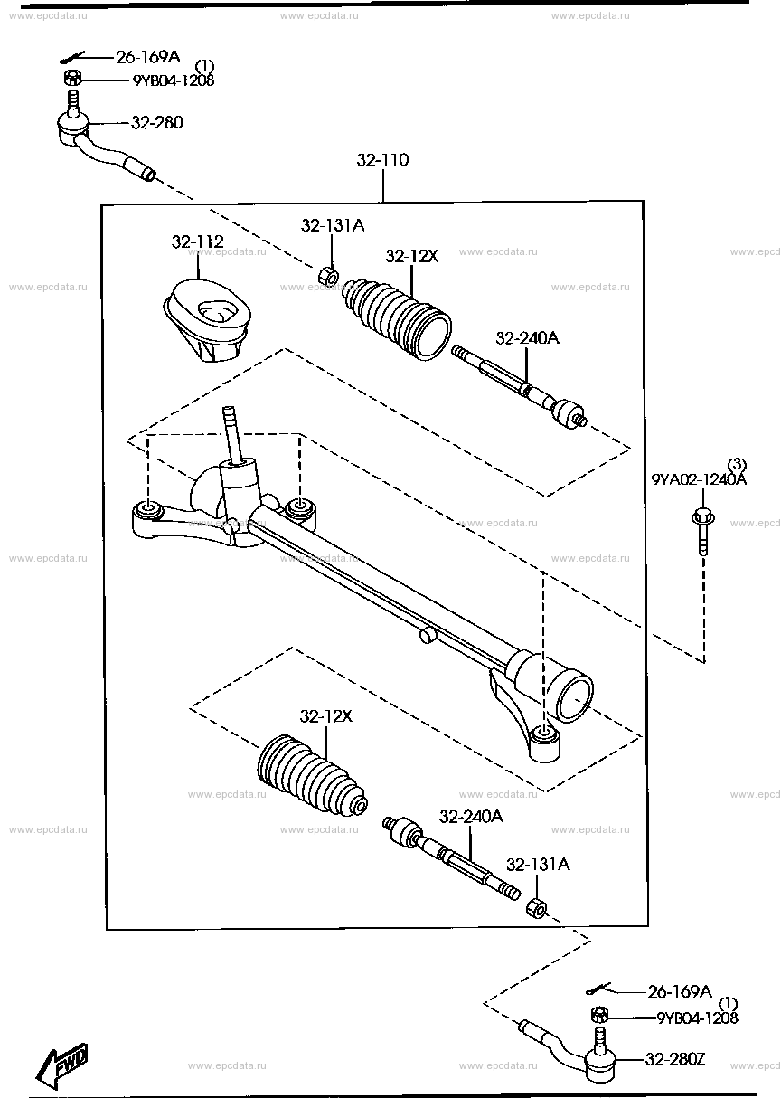 Steering Gear For Mazda Demio De, 3 Generation 07.2007 - 05.2011 