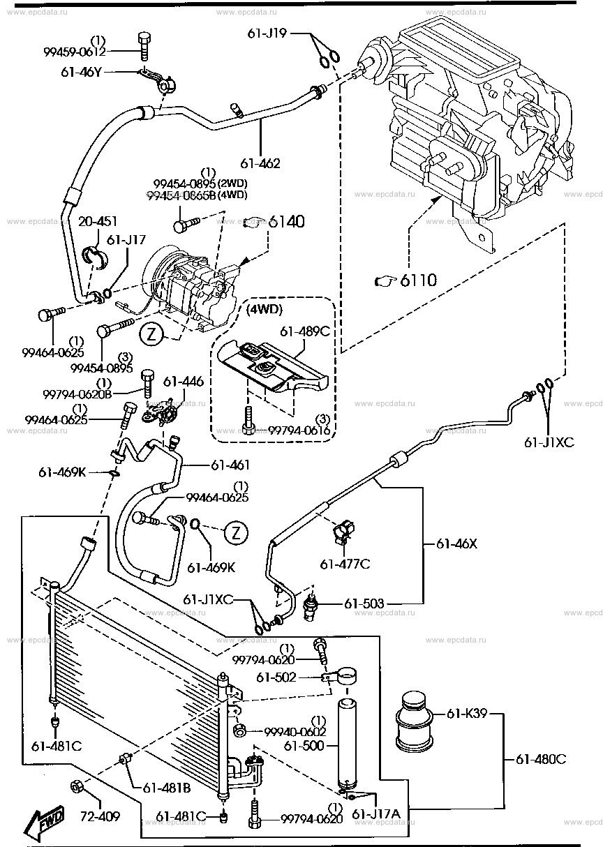 Air conditioner for Mazda Verisa DC, 1 generation 06.2004 - 07.2006 ...