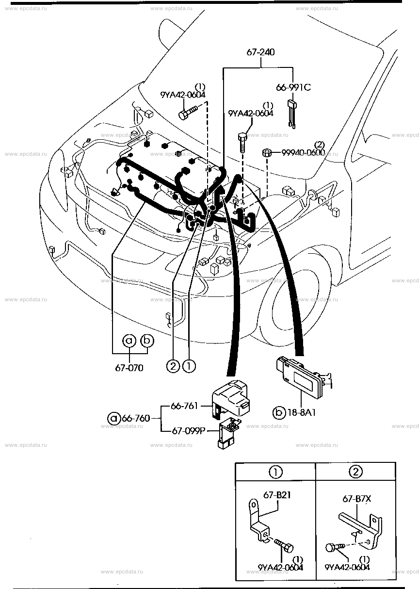 Engine & transmission wire harness for Mazda Demio DY, 2 generation 08.