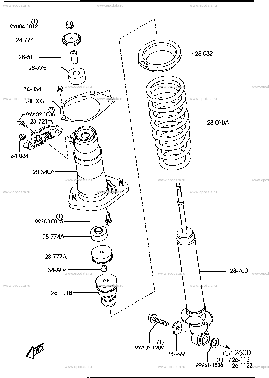 Rear suspension mechanism for Mazda RX-8 SE, 1 generation 04.2003 - 02. ...