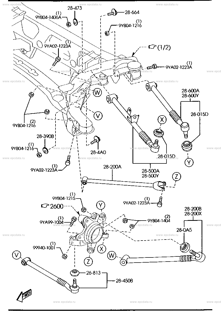 Rear lower arm & subframe for Mazda RX-8 SE, 1 generation, restyling 03 ...