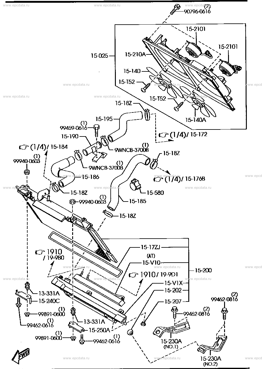 Cooling system for Mazda RX-8 SE, 1 generation, restyling 03.2008 - 06. ...