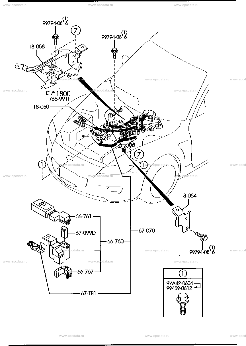 Engine & transmission wire harness for Mazda RX-8 SE, 1 generation 04. ...