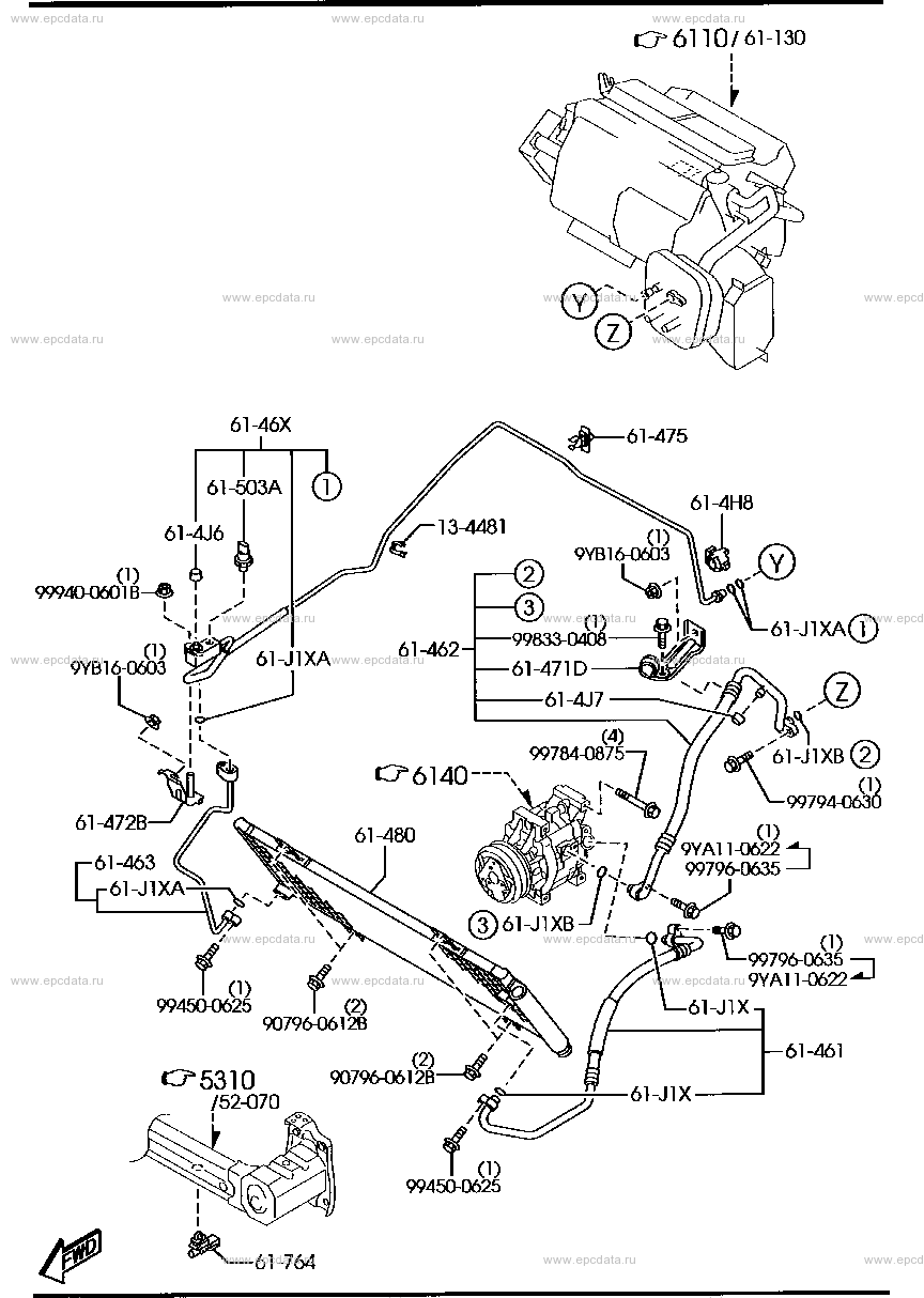 Air Conditioner For Mazda Rx-8 Se, 1 Generation, Restyling 03.2008 - 06 