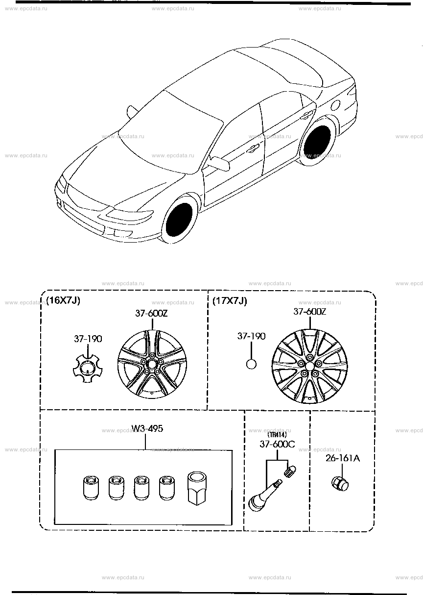 Aluminium wheel для Mazda Atenza GG, 1 поколение, рестайлинг 06.2005 -  12.2007 - Запчасти для Mazda - Каталоги оригинальных запчастей - Амаяма ( Amayama)