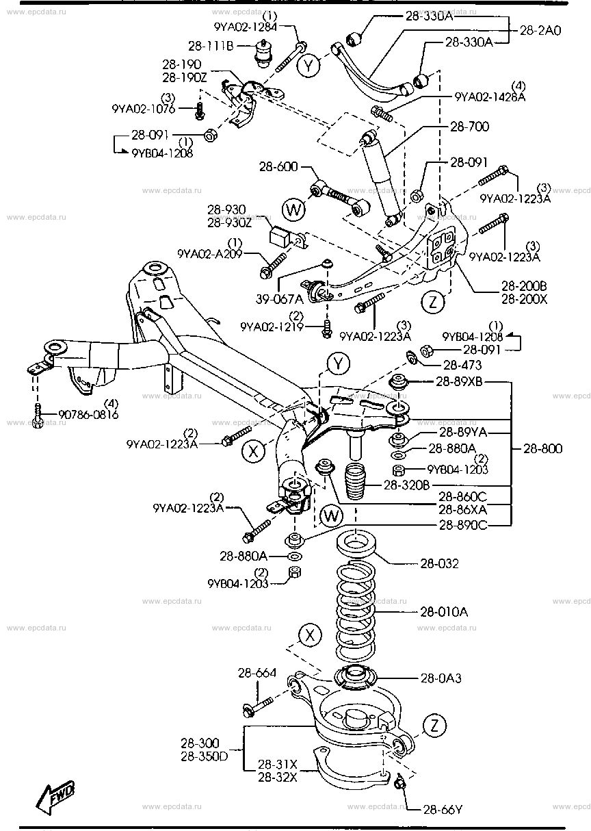 Rear suspension mechanism for Mazda Atenza GG, 1 generation, restyling ...