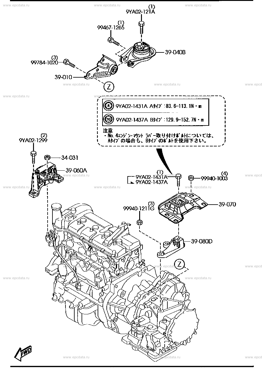 Engine & transmission mounting (AT)