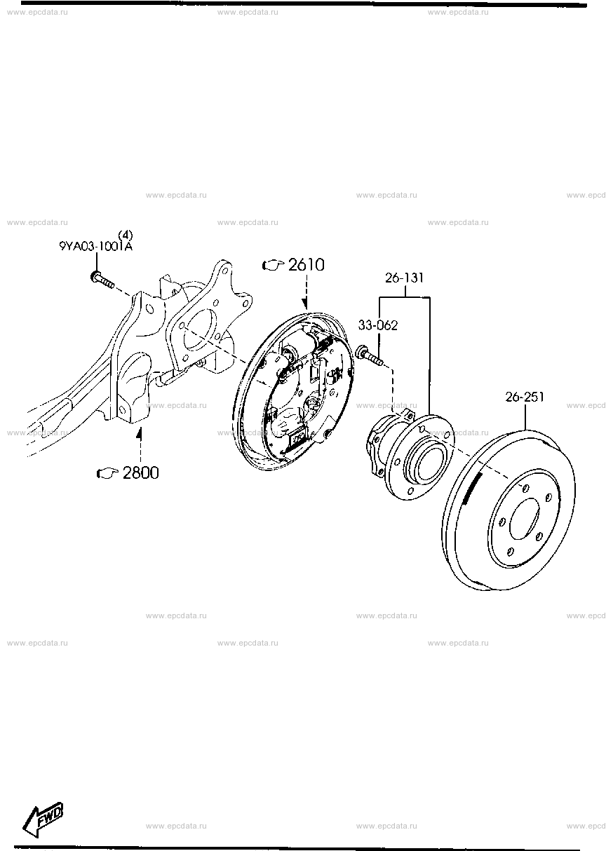 Rear axle (drum brake)