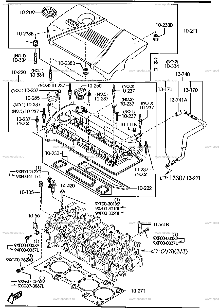 Cylinder head & cover for Mazda Axela BK, 1 generation 10.2003 - 05. ...