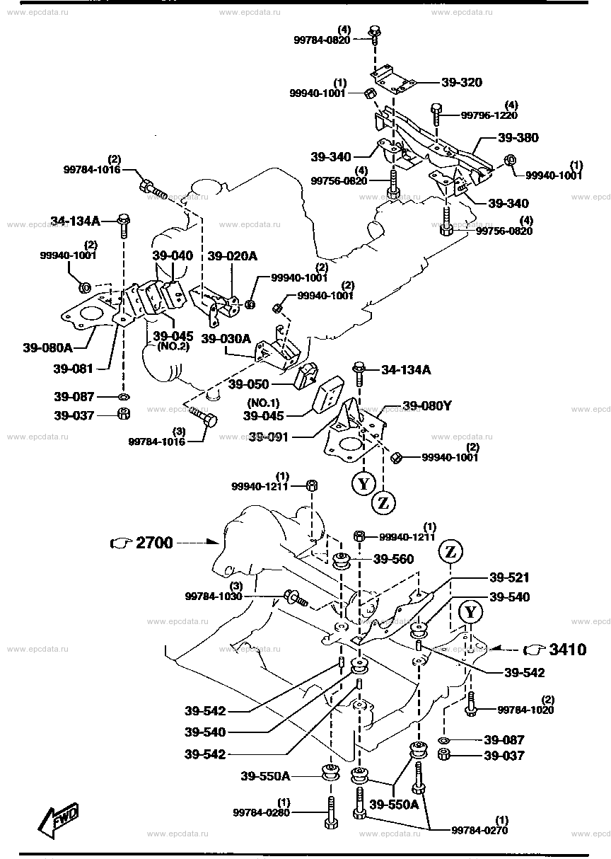Engine & transmission mounting (diesel)(2200CC)(4WD)