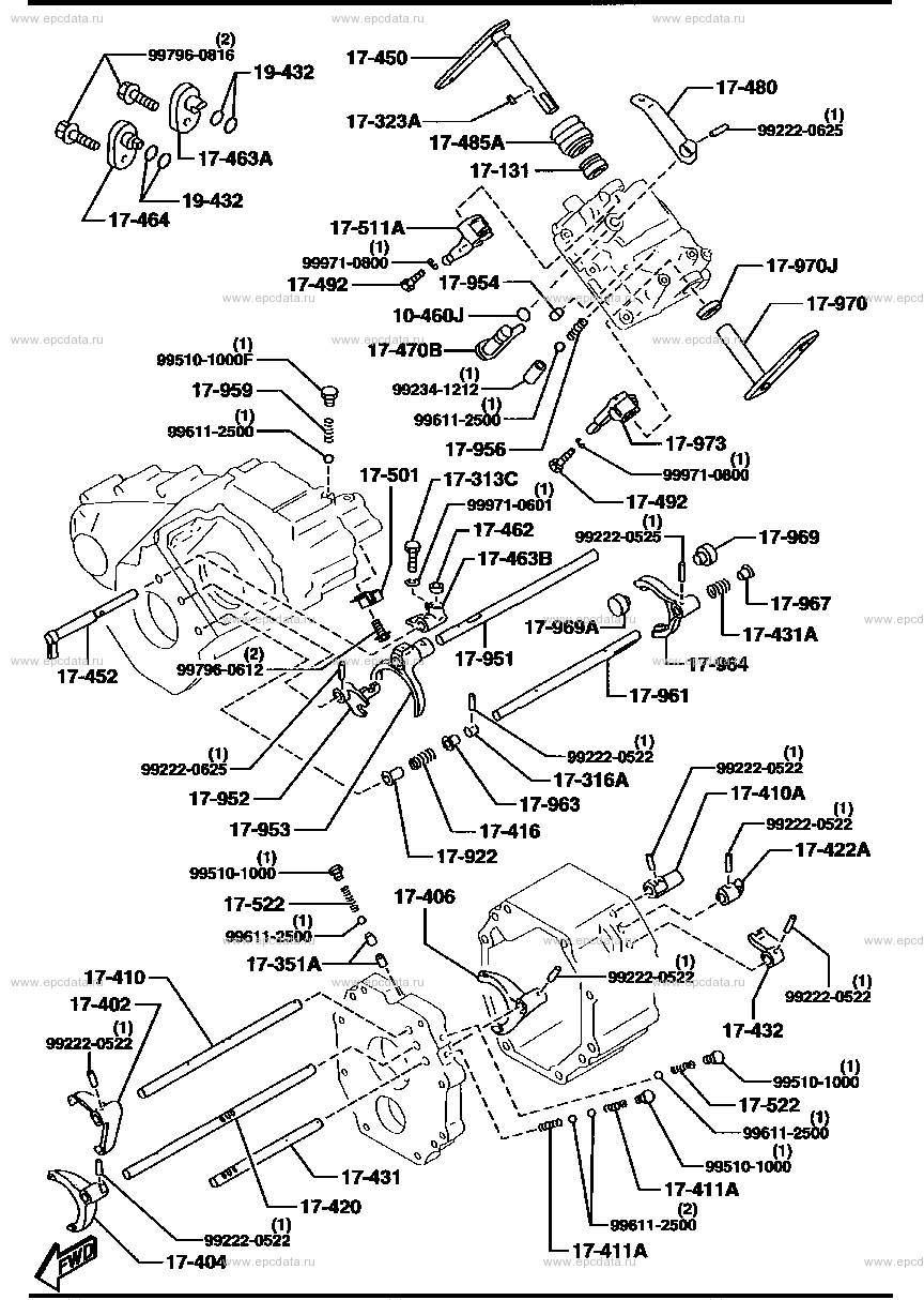 Manual transmission change control system (diesel)(2200CC)(4WD)
