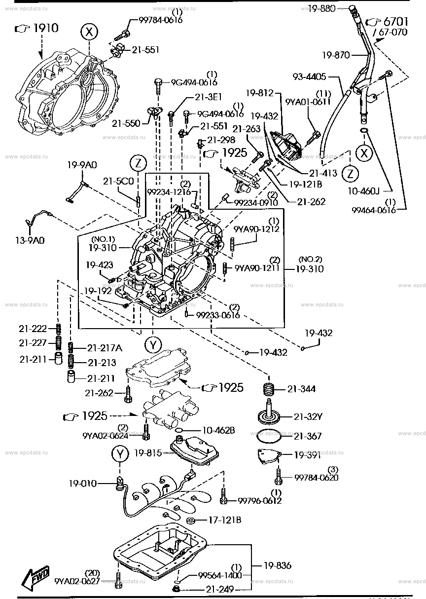 Automatic transmission case & main control system (2wd) for Mazda