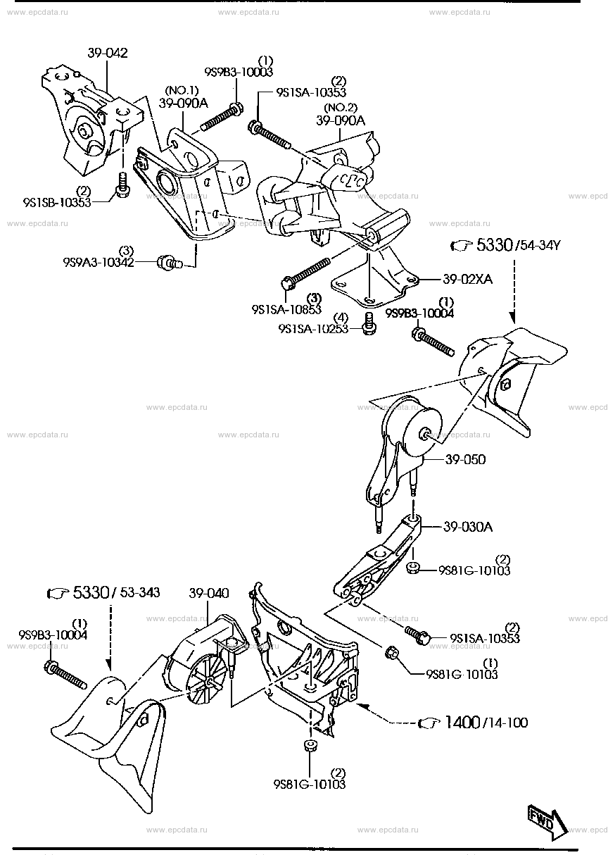 Engine & transmission mounting (2WD)(MT)