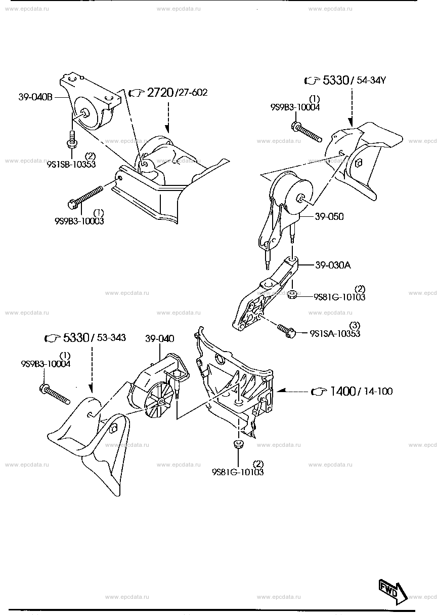 Engine & transmission mounting (4WD)(AT)
