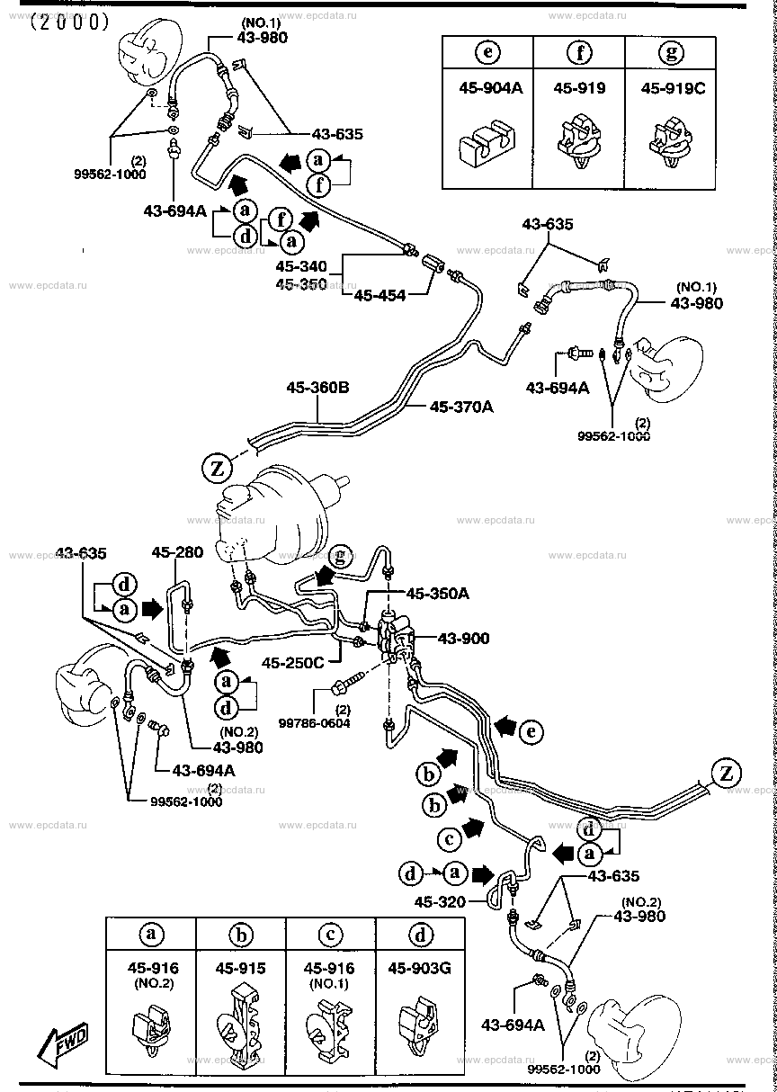 Brake piping (without anti-lock brake system) (2000)