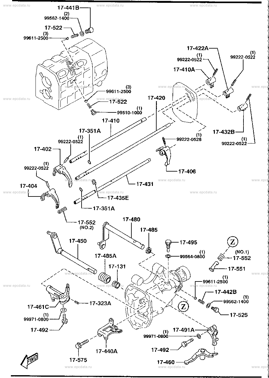 Change control system (manual) (2WD)
