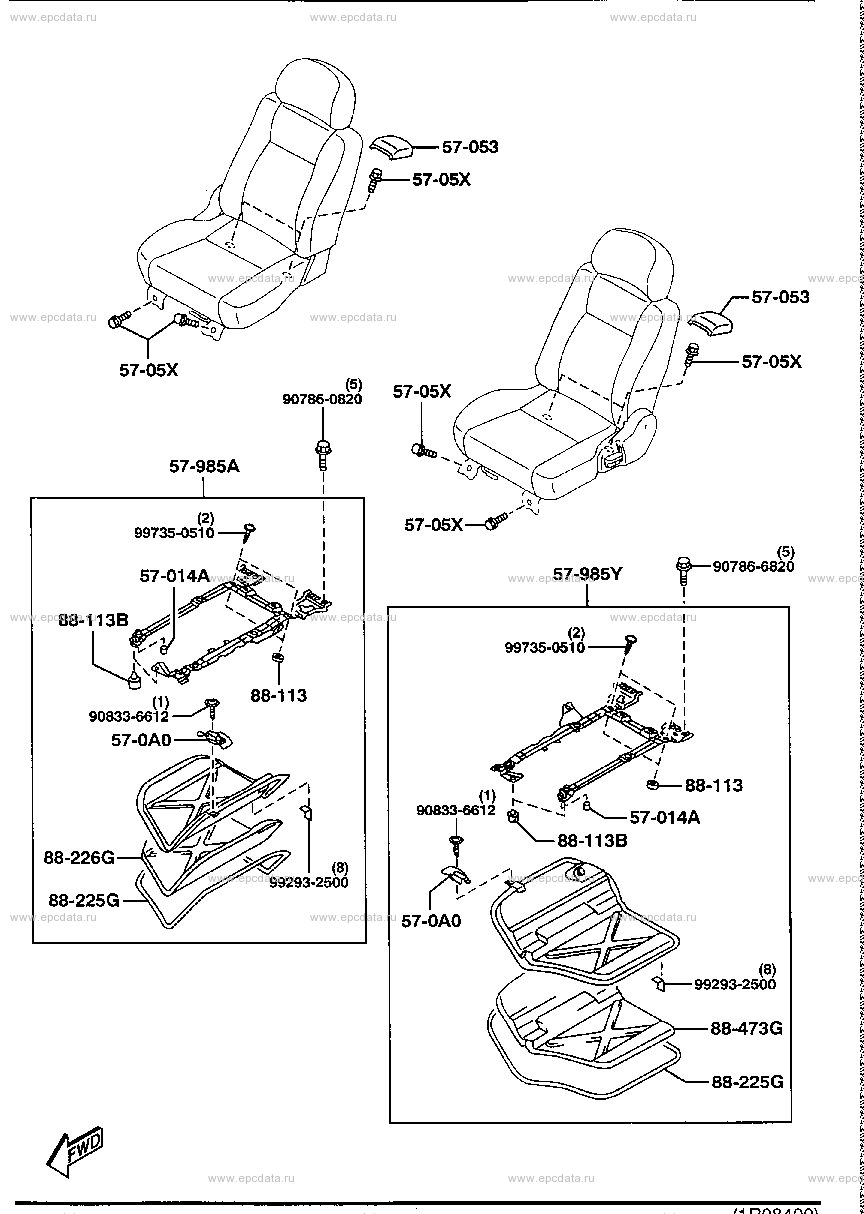 Front seat setting parts