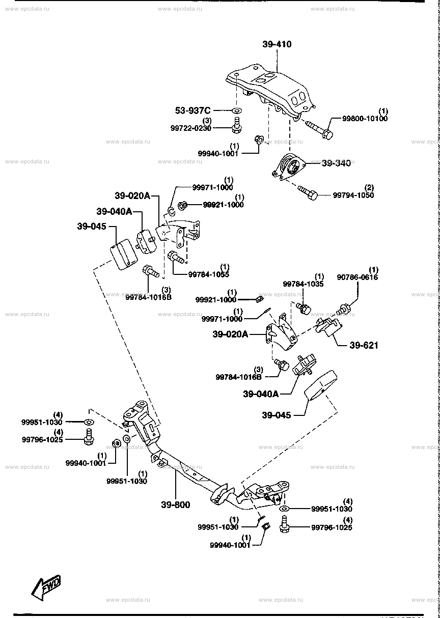 Engine & transmission mounting (gasoline)(2000CC)