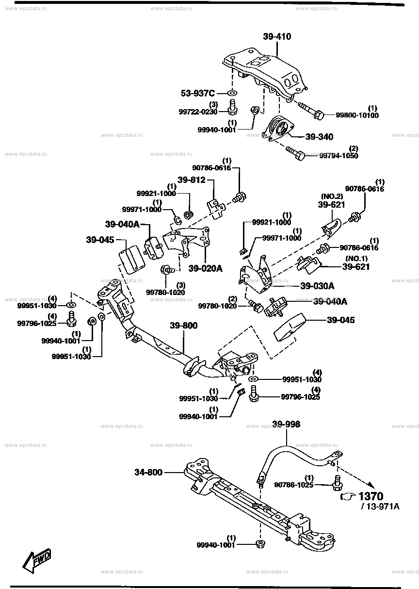 Engine & transmission mounting (gasoline)(2500CC)