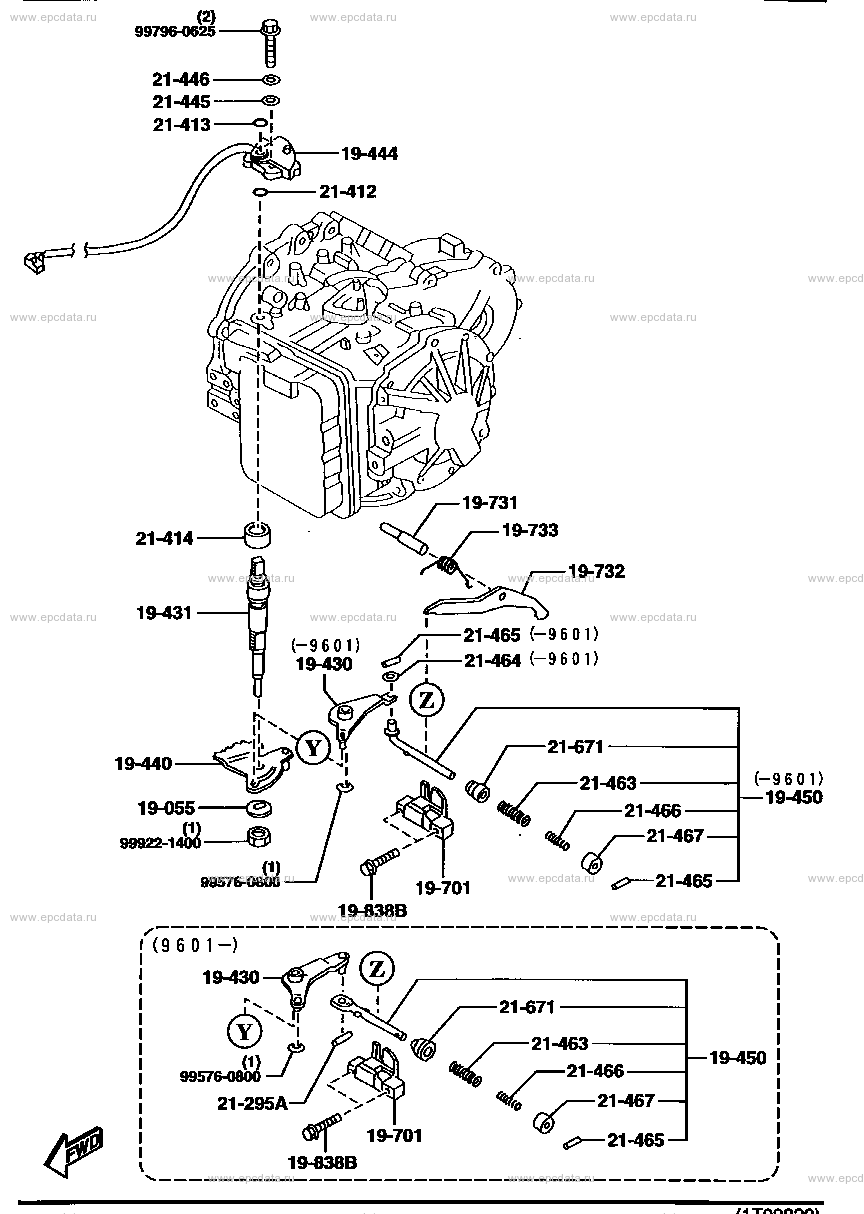 Automatic transmission manual linkage system (2000CC & 2500CC)