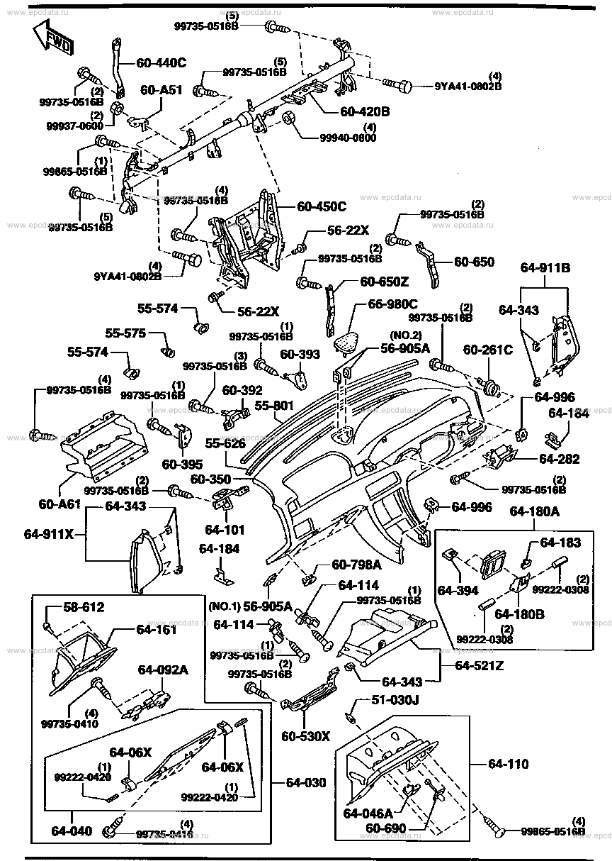 Dashboard, crash pad & glove box for Mazda Millenia TA, 1 generation 07 ...