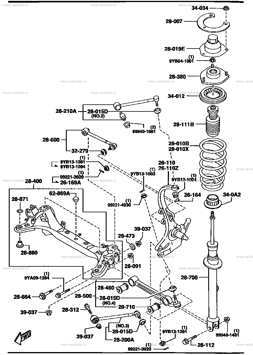 Rear suspension mechanism (2WS)