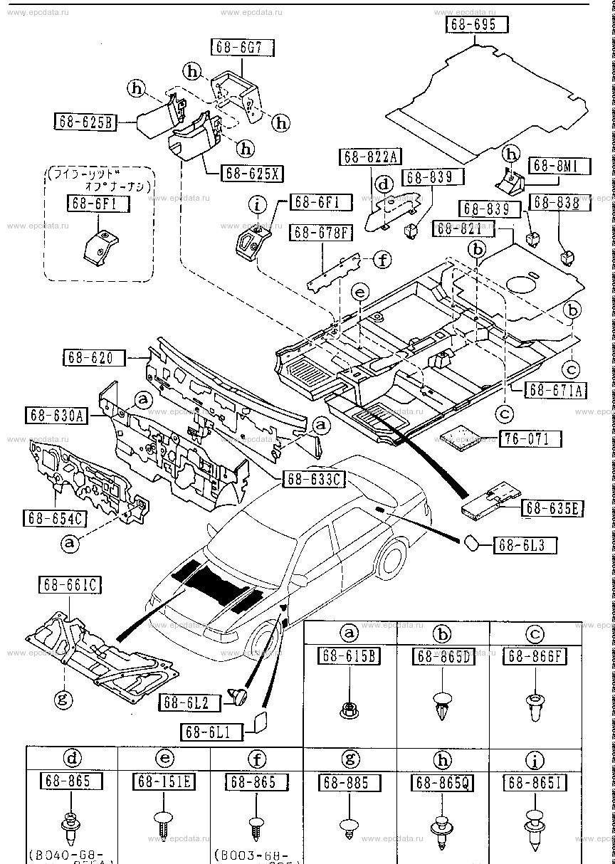 Floor mat & pad (sedan) for Mazda Familia - Amayama