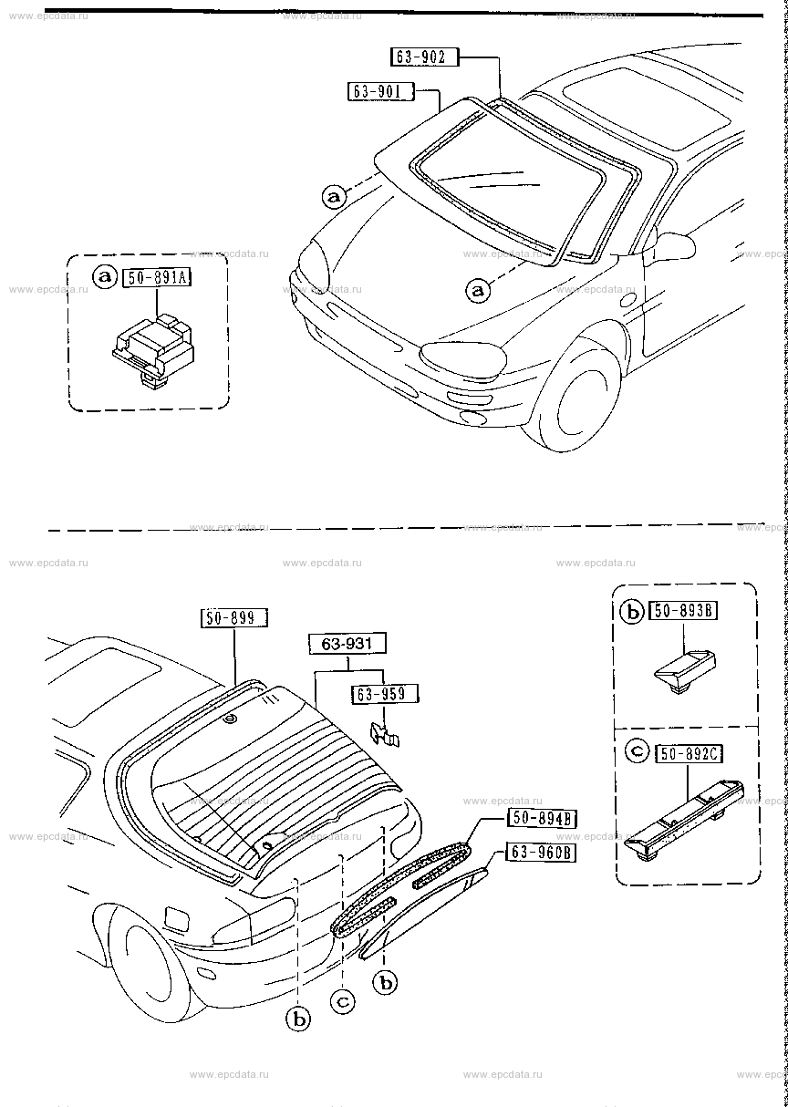 Стекло для Mazda Autozam AZ-3 1 поколение 06.1991 - 03.1998 - Запчасти для  Mazda - Каталоги оригинальных запчастей - Амаяма (Amayama)