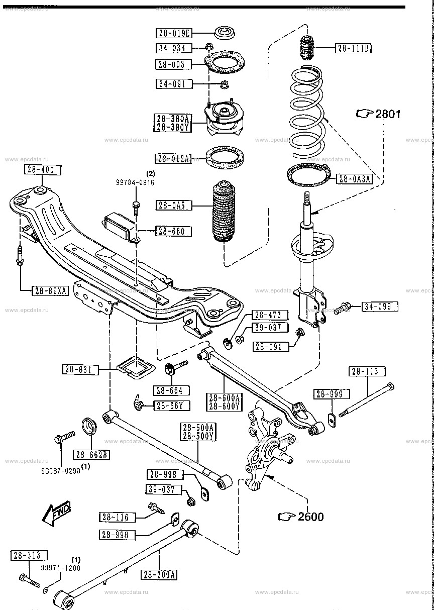 Rear suspension mechanism (2WD)
