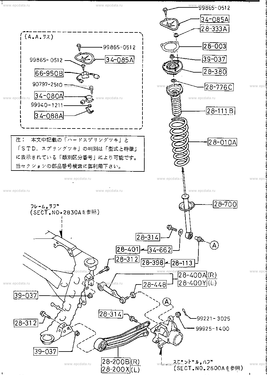 Rear suspension mechanism (rotary) (hard spring)
